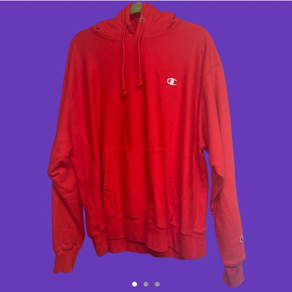 red oversized reverse weave hoodie